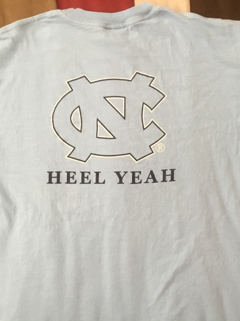 “Heel Yeah” on Back Carolina T- Shirt and North Carolina Tarheels Front (Large)